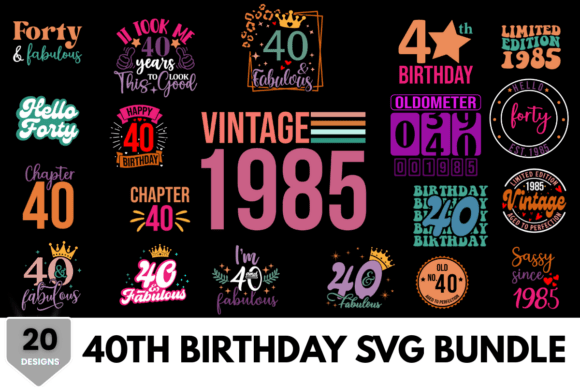 Download 40th Birthday Colorful SVG Bundle - Svg bundle Collection