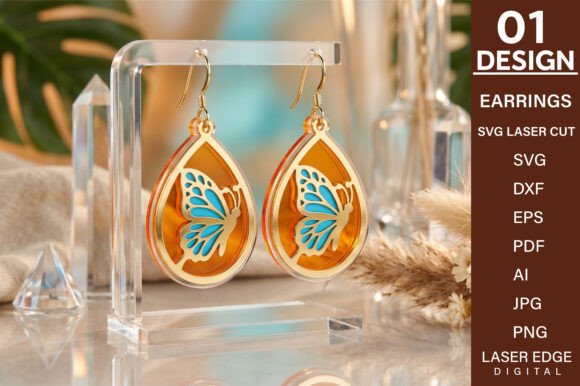 Download Butterfly Earrings Layer Laser Cut SVG - Premium Resources