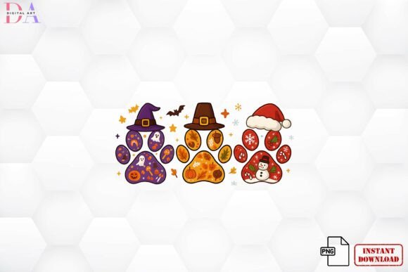 Download Seasonal Paw Prints Halloween Xmas PNG - Premium Bundle