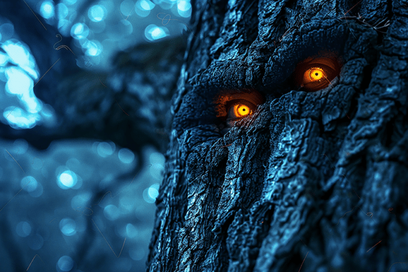 Download Eerie Tree with Glowing Eyes - Premium Resources