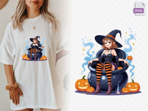 Download Witch Sitting in Cauldron Potion Mist Png - Premium Bundle