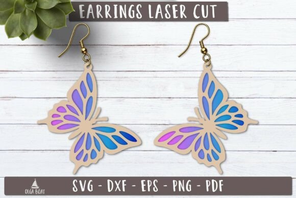 Download Butterfly Earrings SVG Summer Laser Cut - Premium Resources