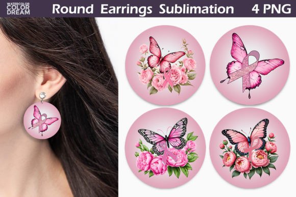 Download Butterfly Breast Cancer Earrings - Premium Resources