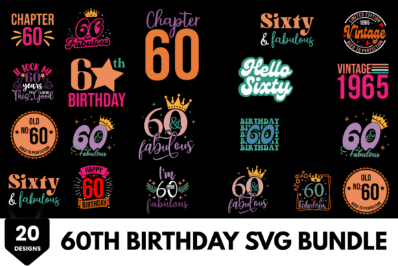 Download 60th Birthday Colorful SVG Bundle - Svg bundle Collection