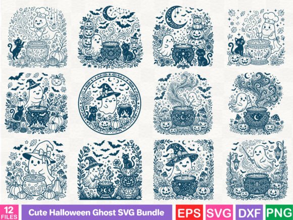 Download Cute Halloween Ghost SVG Bundle - Svg bundle Collection